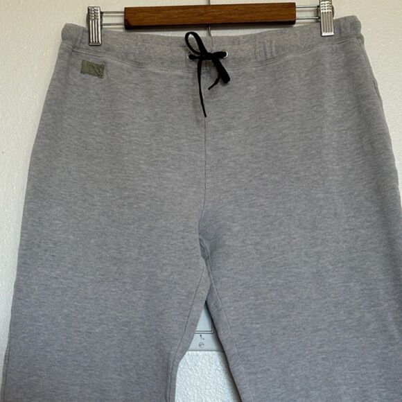 Ralph Lauren Cropped Sweat Pants Lounge Drawcord Petite Large Pullon Zip Hem - Picture 2 of 10